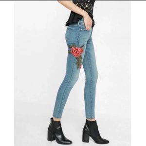Express Floral Mid Rise Jeans